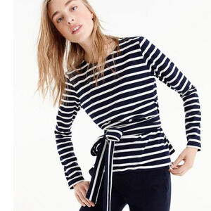 J. Crew Navy and White Striped Blouse